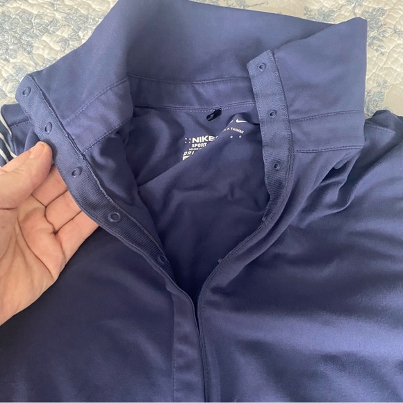 Nike Golf Dry-Fit Quarter Snap Blue Striped Long Sleeve Top Size Large - Picture 7 of 9